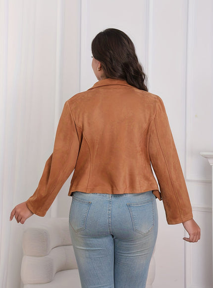 KissICON Chic Curve Brown Zipup Blazer – Elegant Party