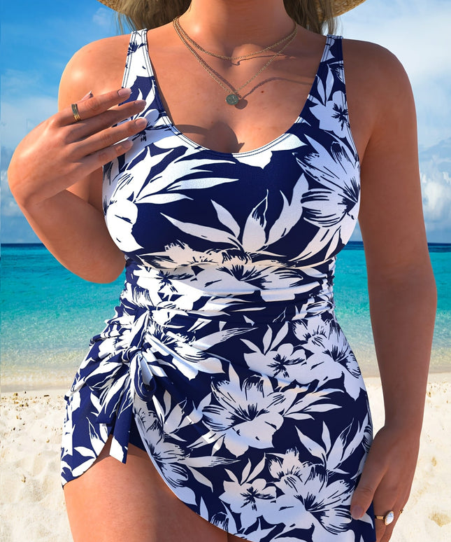 KissICON Chic Curve Floral Blue White Tankini
