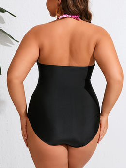 KissICON Chic Curve Floral Contrast Ruched Highwaisted Onepiece
