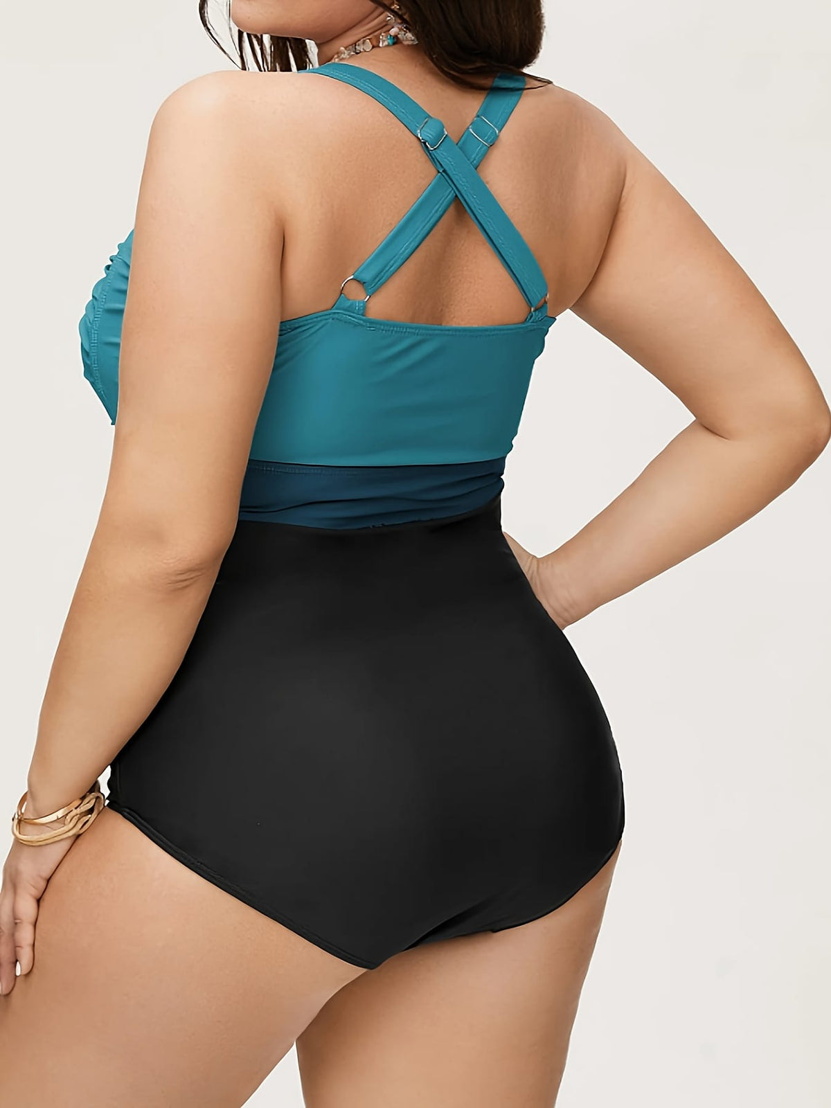 KissICON Chic Curve Offshoulder Colorblock Onepiece Swimsuit