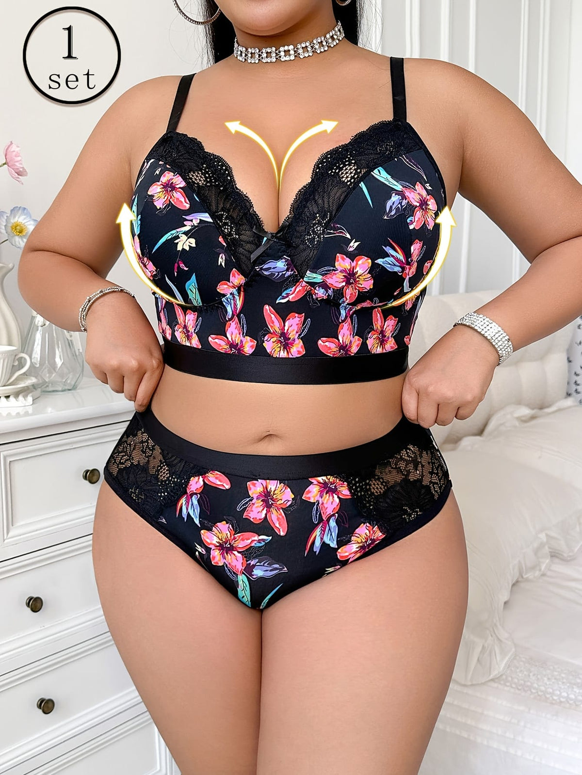 KissICON Chic Curve Printed Ruffle Lingerie