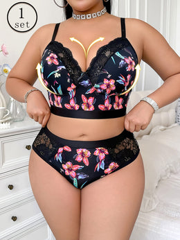 KissICON Chic Curve Printed Ruffle Lingerie