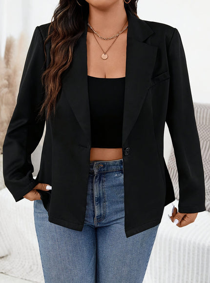 KissICON Chic Curve Solid Long Sleeve Blazer – Effortless