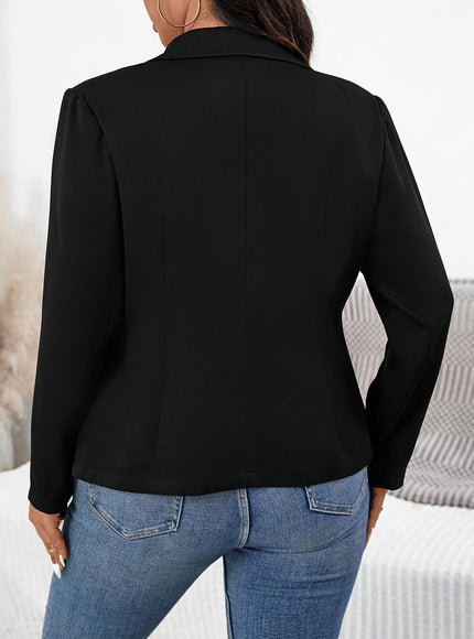 KissICON Chic Curve Solid Long Sleeve Blazer – Effortless