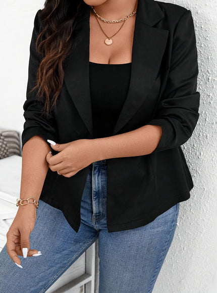 KissICON Chic Curve Solid Long Sleeve Blazer – Effortless