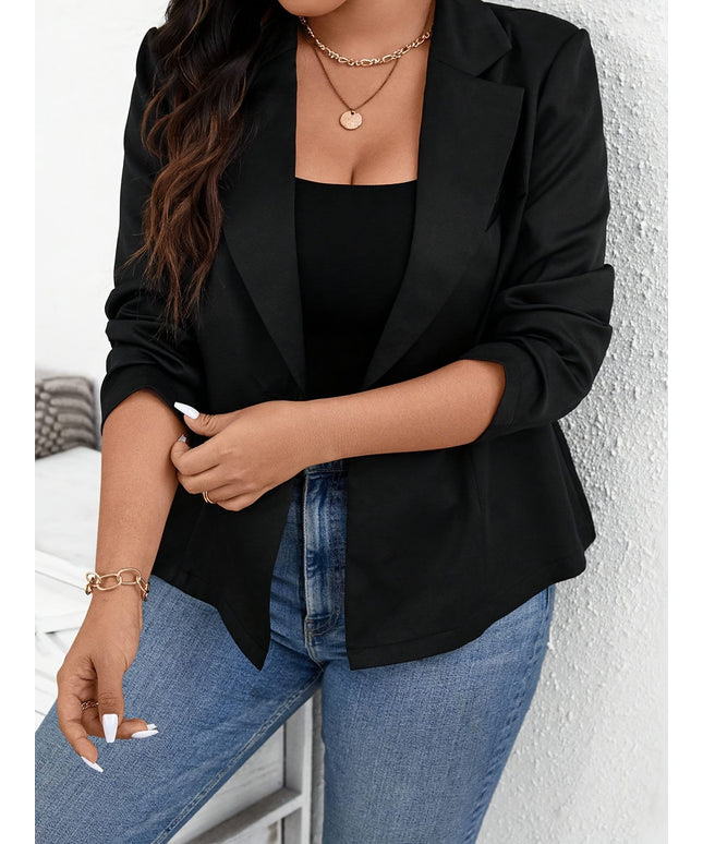 KissICON Chic Curve Solid Long Sleeve Blazer – Effortless