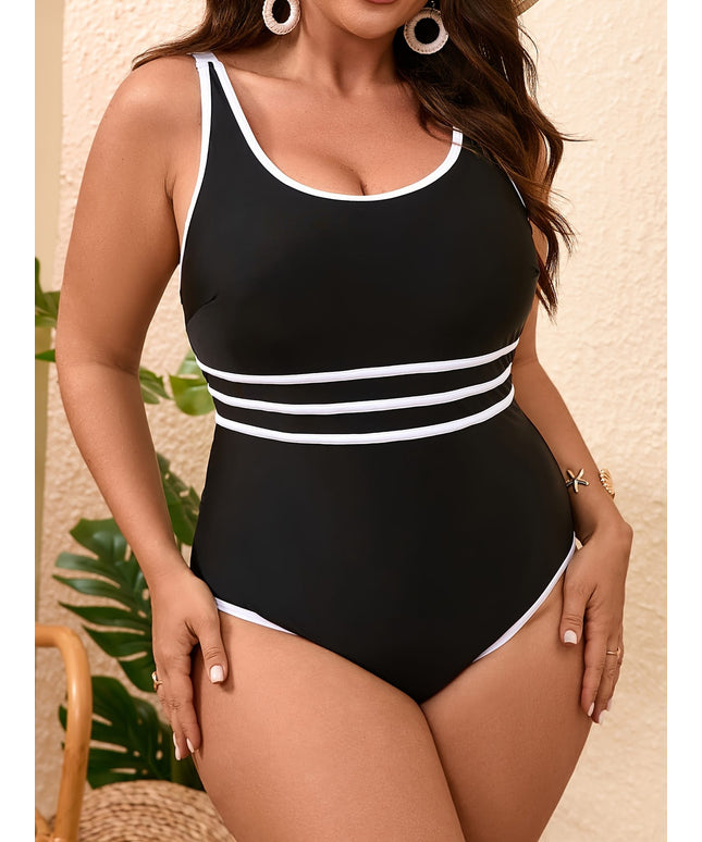 KissICON Chic Curve Solid Spandex Onepiece Swimsuit