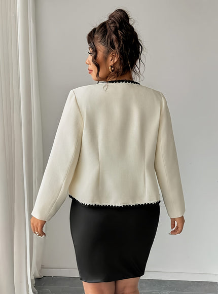 KissICON Chic Curve White Ruffled Sleeve Blazer