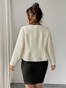 KissICON Chic Curve White Ruffled Sleeve Blazer