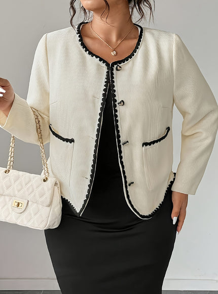 KissICON Chic Curve White Ruffled Sleeve Blazer