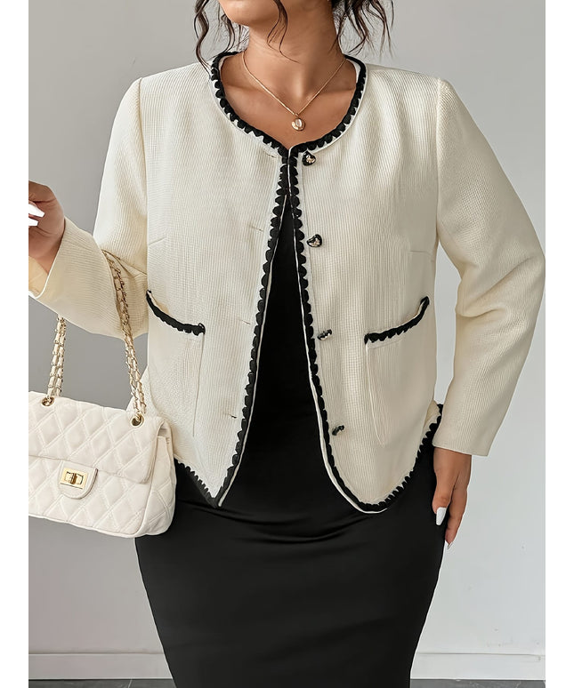KissICON Chic Curve White Ruffled Sleeve Blazer
