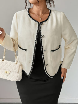KissICON Chic Curve White Ruffled Sleeve Blazer