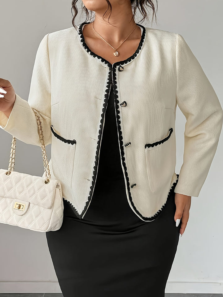 Chic Curve White Ruffled Sleeve Blazer