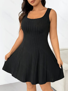 jkthpu-45 Chic Elegant Plus Size TwoPiece Set Long Sleeve Top  Ribbed Dress