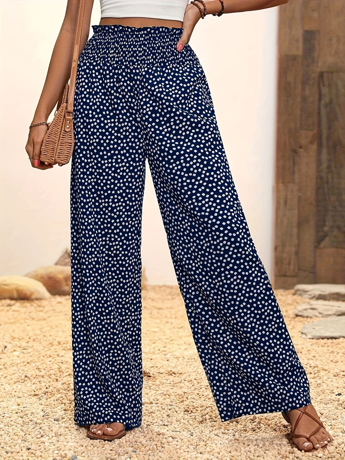 jkthpu-45 Chic Floral WideLeg Pants Loose Fit AllSeason Comfort