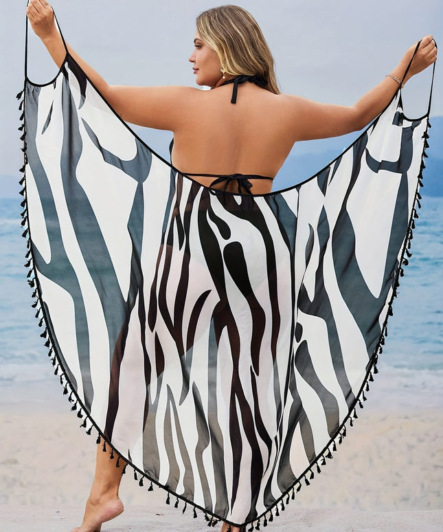 KissICON Chic Fringe Beach Coverup – Flowy Wrap Curve