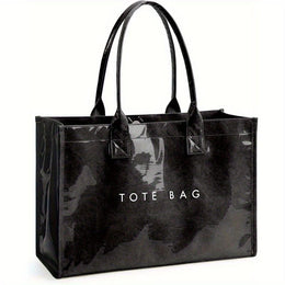 KissICON Chic Glossy PVC Tote Elegant Work Travel Shopping Bag