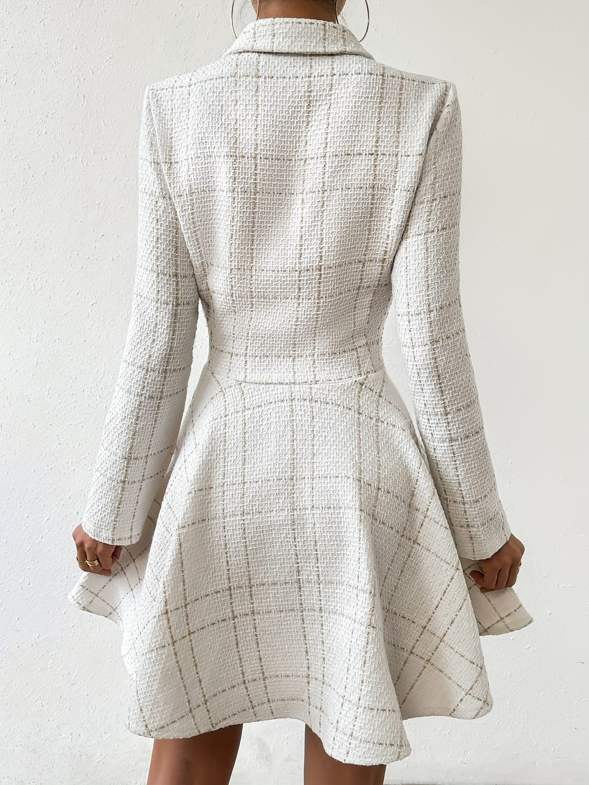 KissICON Chic Houndstooth Doublebreasted Suit Dress