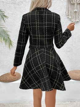 KissICON Chic Houndstooth Doublebreasted Suit Dress