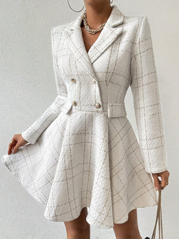KissICON Chic Houndstooth Doublebreasted Suit Dress