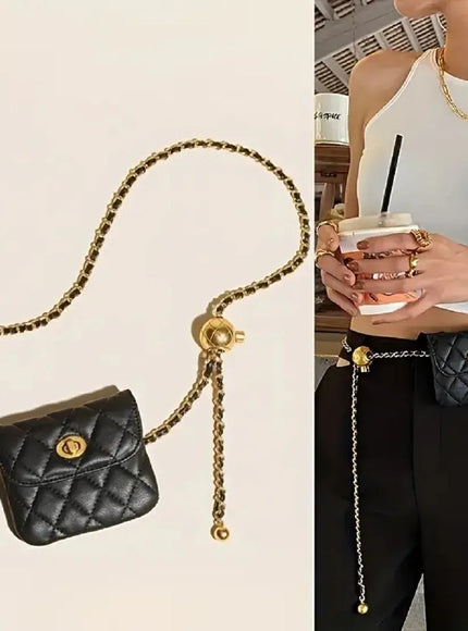 KissICON Chic Leather Chain Waist Crossbody – Shoulder Belt