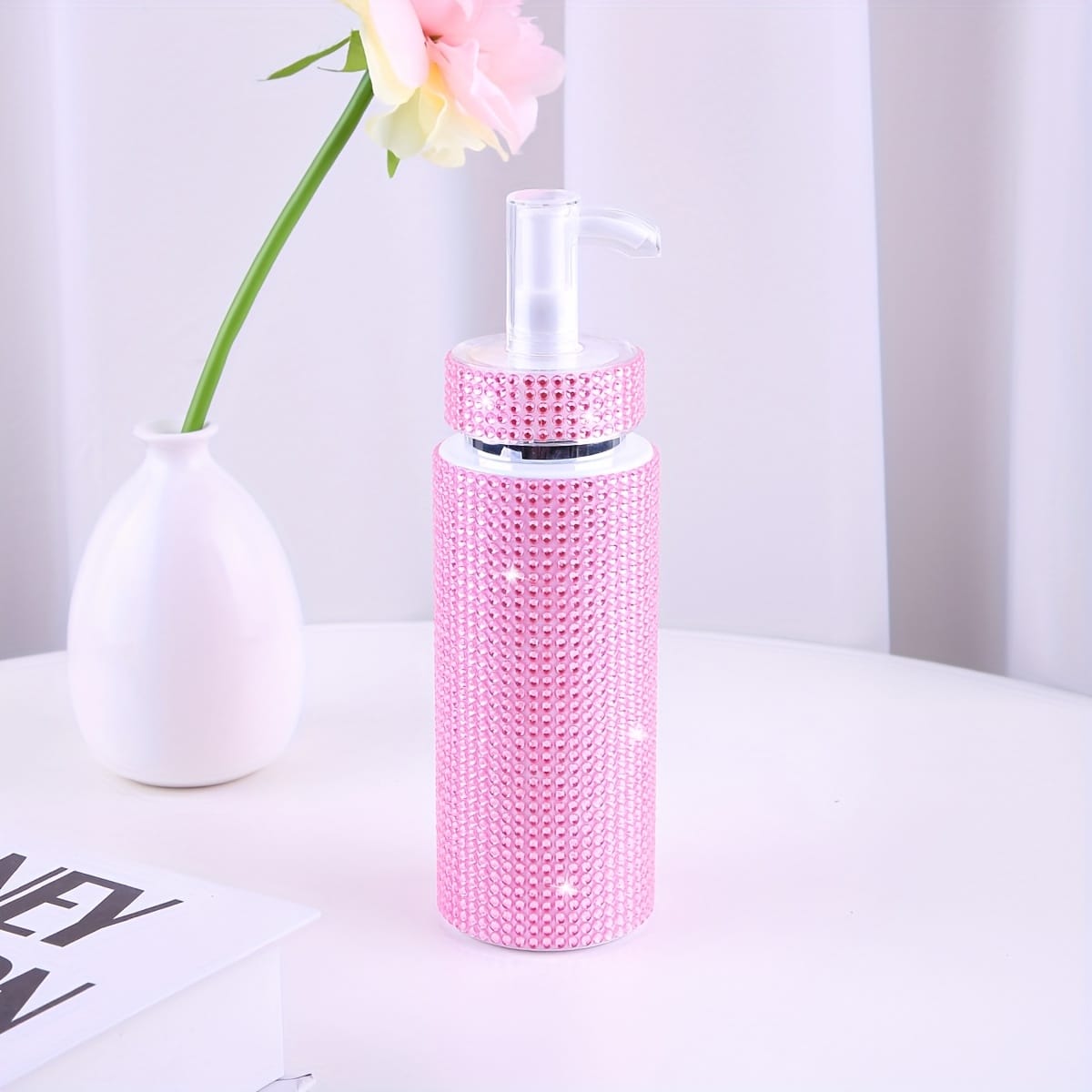 jkthpu-45 Chic Pink Luxury Diamond 200ml Dispenser Bottle for Lotions  Soaps