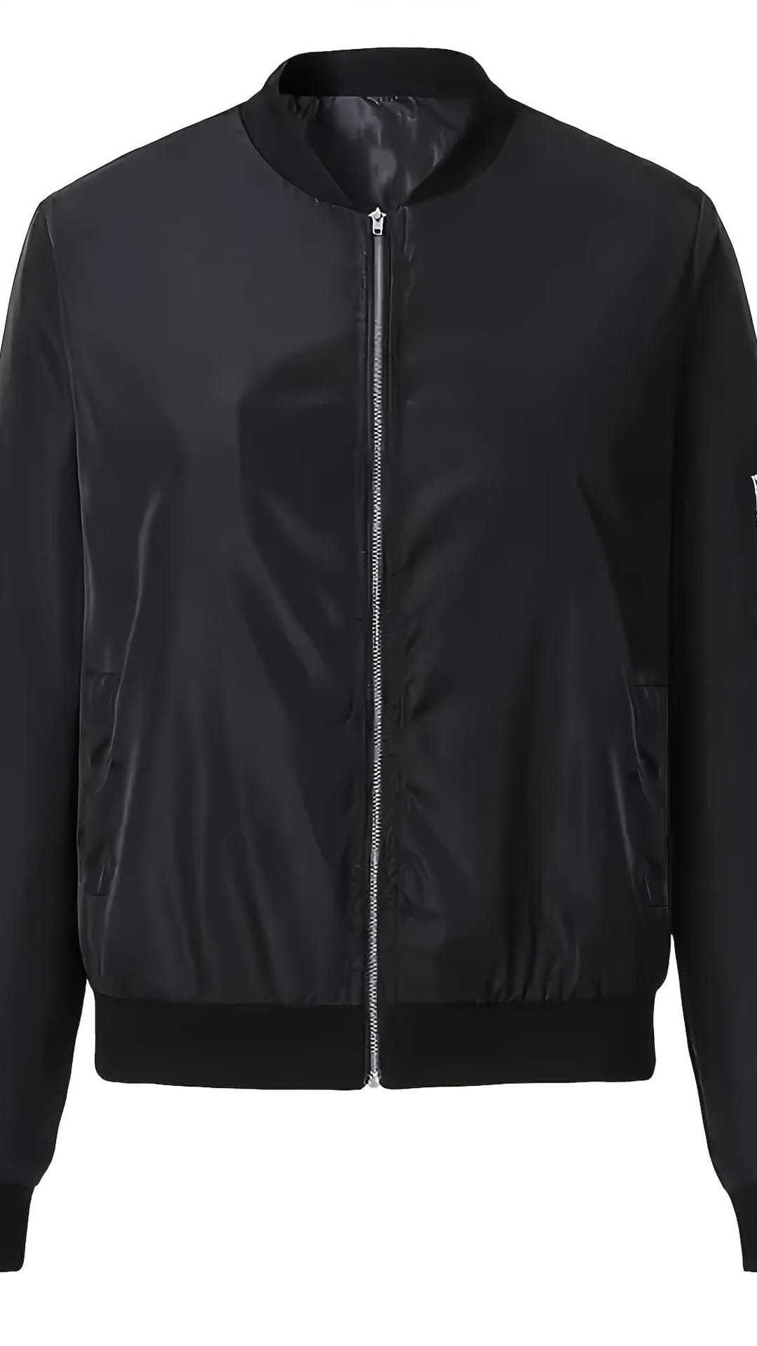 jkthpu-45 Chic Plus Size Black Bomber Jacket Machine Washable Style
