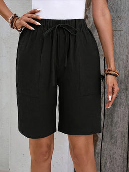 jkthpu-45 Chic Plus Size Drawstring Shorts Versatile Vacation  Everyday Style