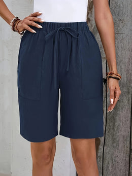 jkthpu-45 Chic Plus Size Drawstring Shorts Versatile Vacation  Everyday Style
