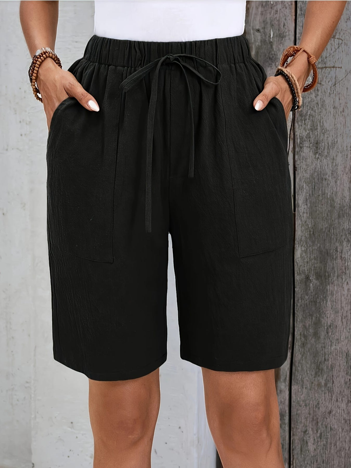 jkthpu-45 Chic Plus Size Drawstring Shorts Versatile Vacation  Everyday Style