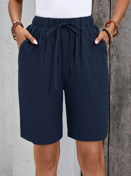 jkthpu-45 Chic Plus Size Drawstring Shorts Versatile Vacation  Everyday Style