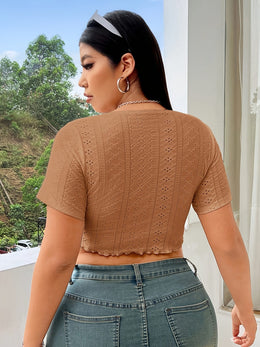 jkthpu-45 Chic Plus Size Elegant Drawstring Casual Top