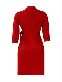 jkthpu-45 Chic Plus Size Fashion Strap Waist Compression Dress