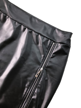 jkthpu-45 Chic Plus Size Faux Leather  Lace Midi Skirt