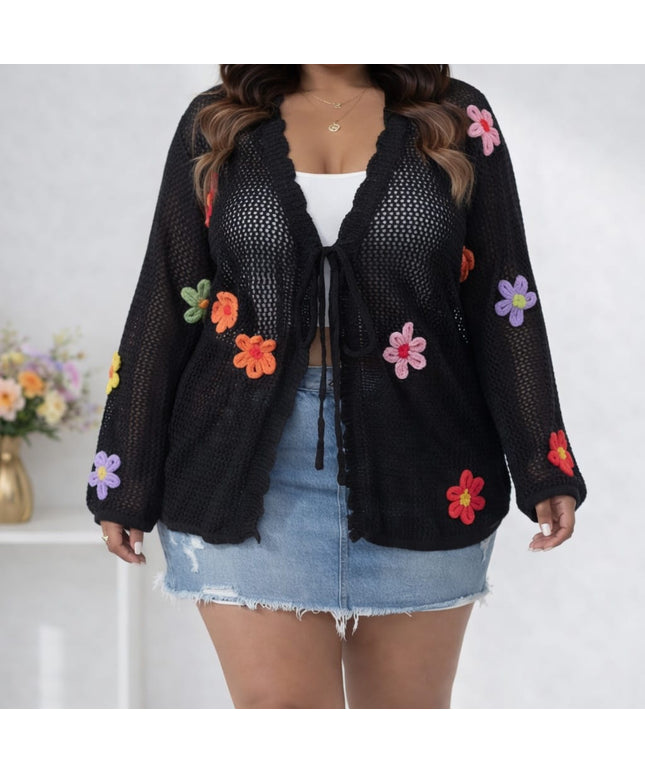 KissICON Cardigans Chic Plus Size Floral Open Front Vacation Cardigan