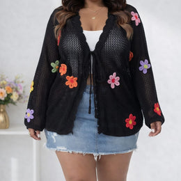 KissICON Cardigans Chic Plus Size Floral Open Front Vacation Cardigan