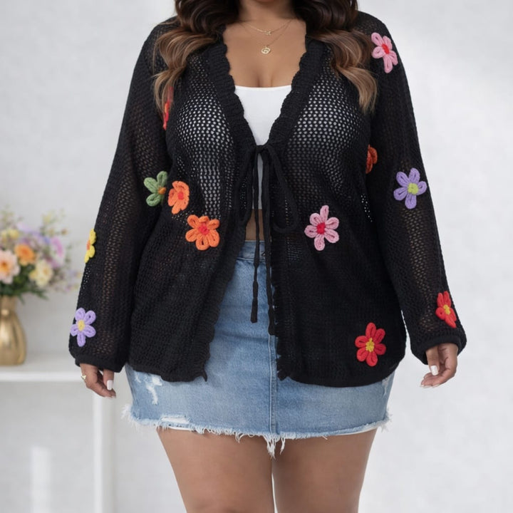 Chic Plus Size Floral Open Front Vacation Cardigan