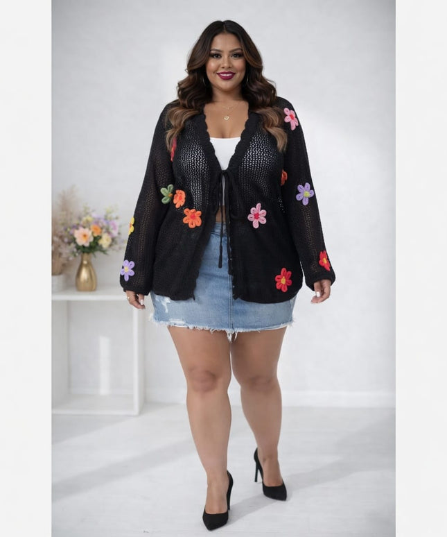 KissICON Cardigans Chic Plus Size Floral Open Front Vacation Cardigan