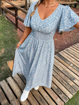 jkthpu-45 Chic Plus Size Floral Print Wrap Dress SpringSummer Elegance