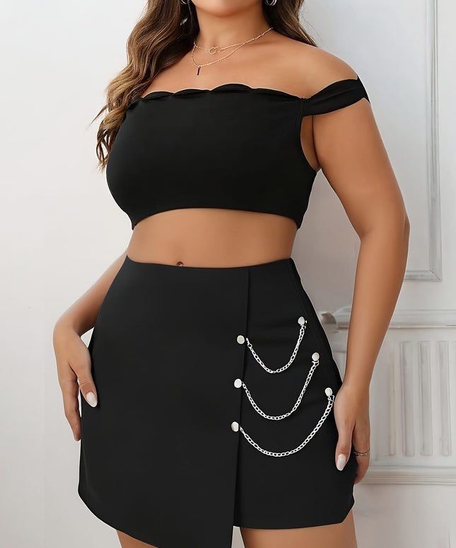 jkthpu-45 Chic Plus Size High Waisted Long Casual Skirt