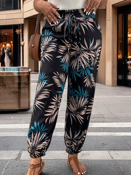 jkthpu-45 Trousers Chic Plus Size HighWaisted Printed Tapered Pants