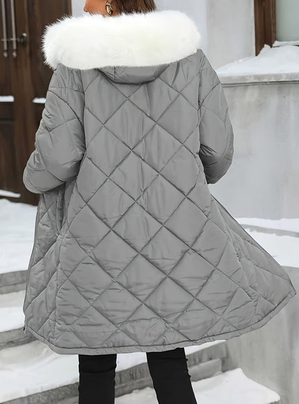 jkthpu-45 Chic Plus Size Hooded ZipUp FallWinter Elegant Jacket