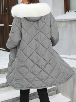 jkthpu-45 Chic Plus Size Hooded ZipUp FallWinter Elegant Jacket