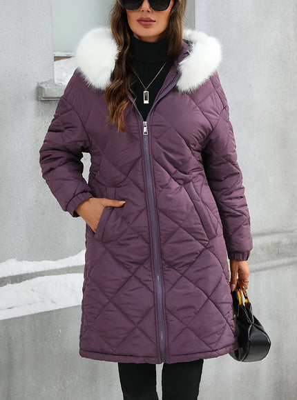 jkthpu-45 Chic Plus Size Hooded ZipUp FallWinter Elegant Jacket