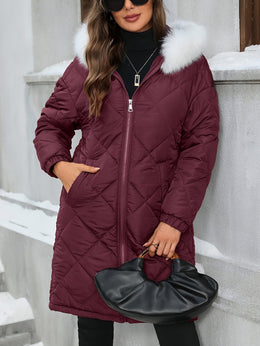jkthpu-45 Chic Plus Size Hooded ZipUp FallWinter Elegant Jacket