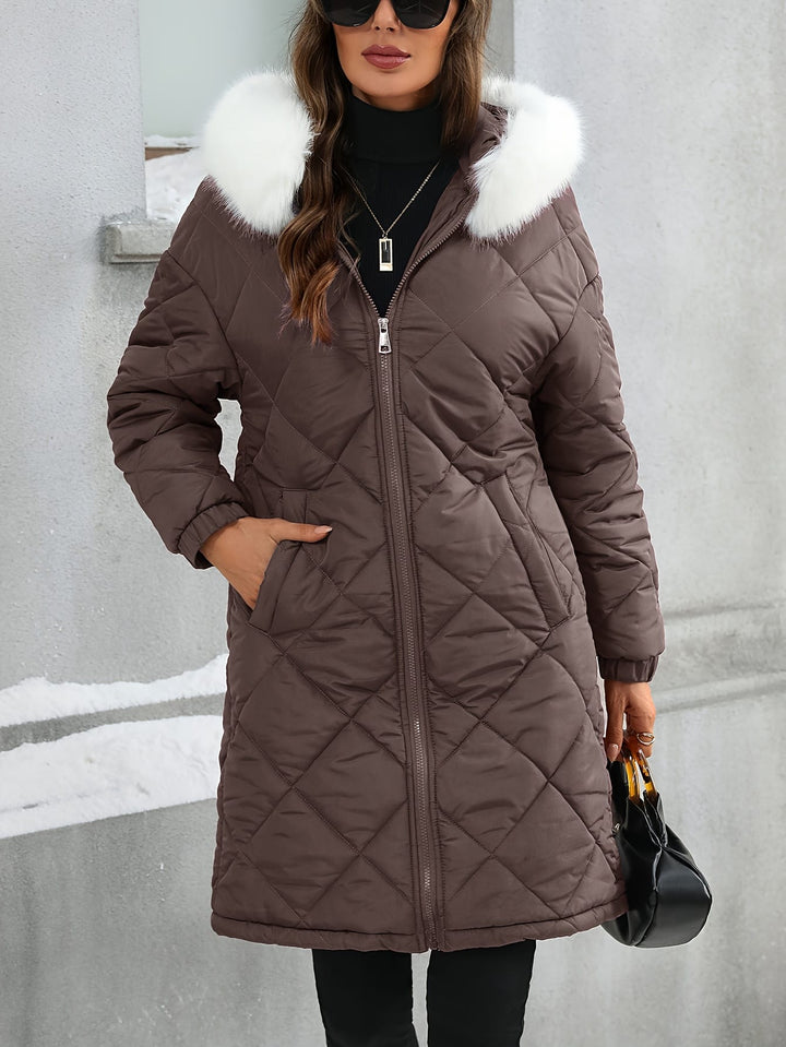 Chic Plus Size Hooded ZipUp FallWinter Elegant Jacket