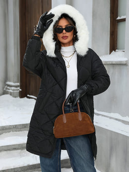 jkthpu-45 Chic Plus Size Hooded ZipUp FallWinter Elegant Jacket