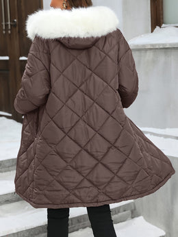 jkthpu-45 Chic Plus Size Hooded ZipUp FallWinter Elegant Jacket