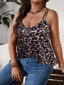 jkthpu-45 Chic Plus Size Leopard Print Summer Camisole