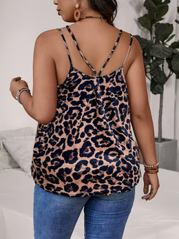 jkthpu-45 Chic Plus Size Leopard Print Summer Camisole